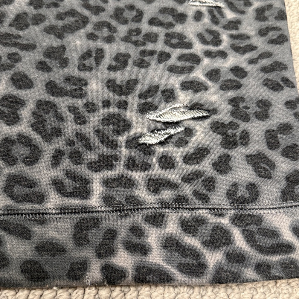 Black and Gray Distressed Cheetah Print Sweatshirt, Size Large - Picture 5 of 10